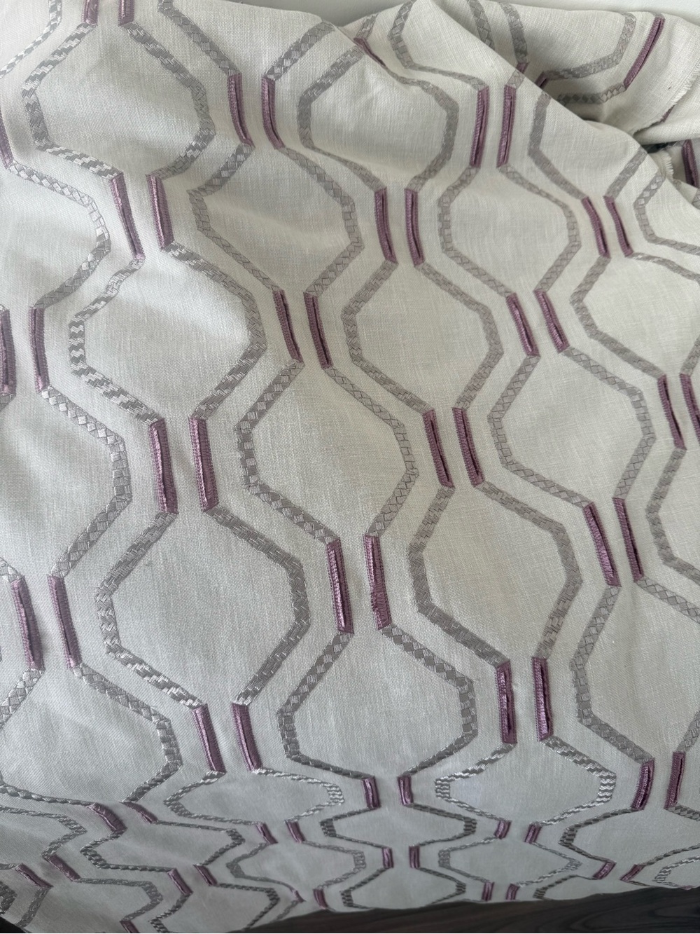 Ivory Geometric Embroidered thick fabric 5.5 x 1.5 meter